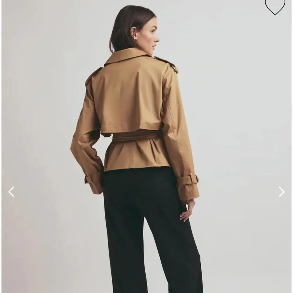 Women's Tan Coat THE CROPPED CHARLES TRENCH - Picture 8 of 8